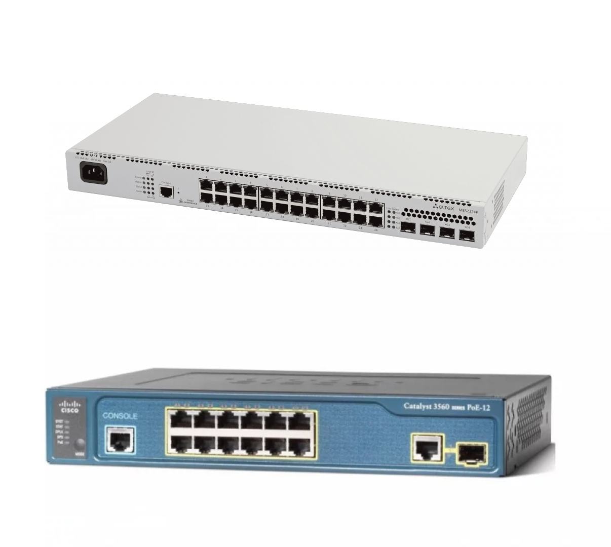 Сравнение коммутаторов Eltex Mes2324P и Cisco WS-C3560-12PC-S - база ...